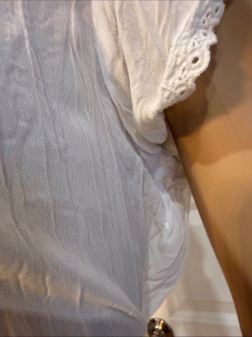NY Collection White Ruffled Eyelet Button-Front Blouse - Picture 5 of 16